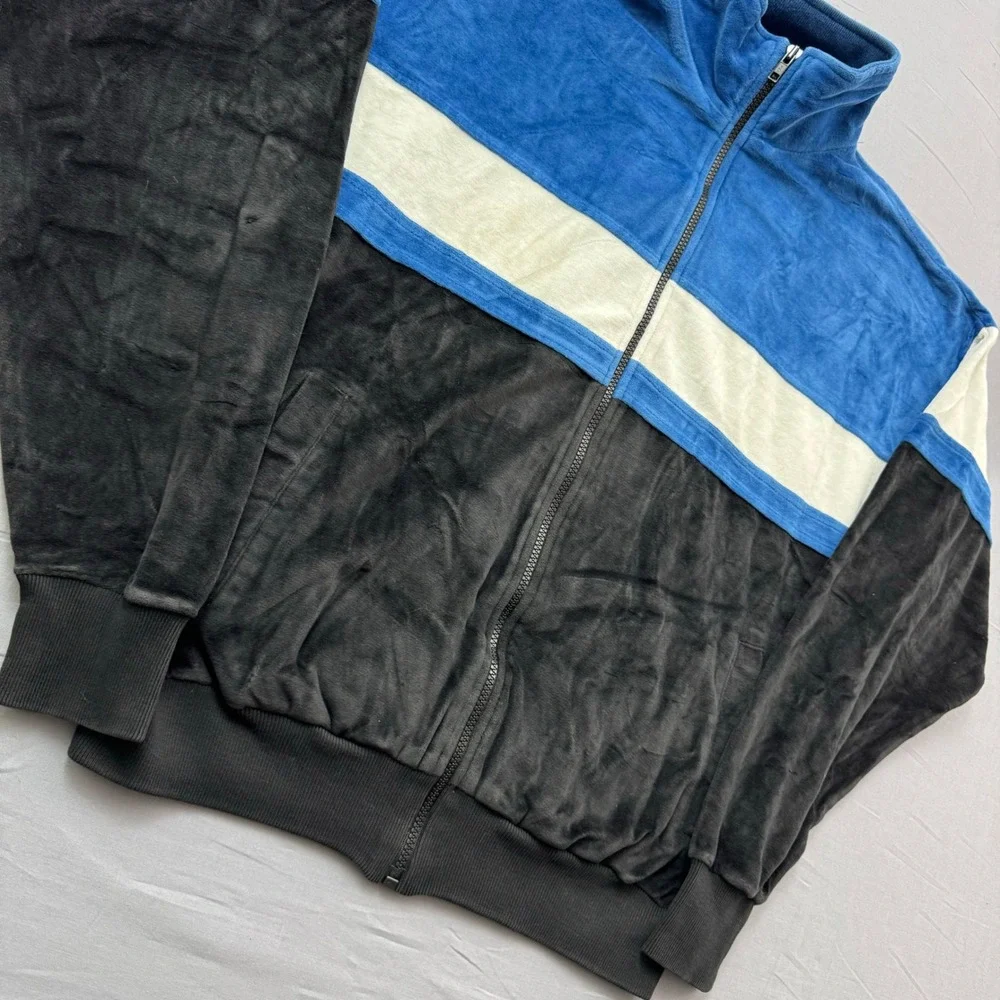 Christian Dior Monsieur Vintage Velour Track Jacket Blue Black Colorblock Large